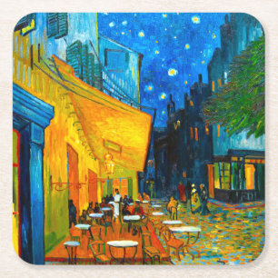 Van Gogh Café Terrasse am Abend Rechteckiger Pappuntersetzer