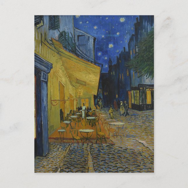 Van Gogh Cafe Terrasse bei Nacht Postkarte (Vorderseite)