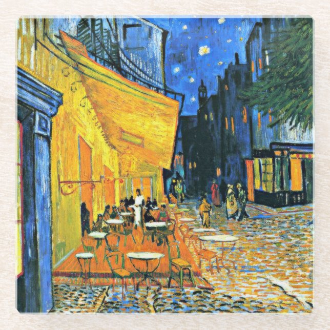 Van Gogh - Cafe Terrasse, berühmtes Bild Glasuntersetzer (Vorderseite)