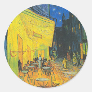 Van Gogh Cafe-Terrasse Französische Straßenszene Runder Aufkleber