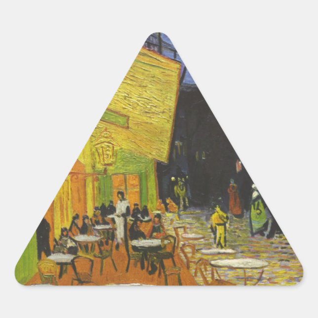 Van Gogh Cafe Terrasse Post-Impressionist Dreieckiger Aufkleber (Vorderseite)