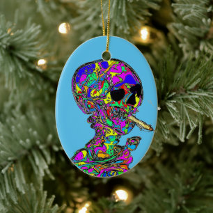Van Gogh Calavera raucht Zigarette Keramik Ornament