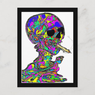 Van Gogh Calavera raucht Zigarette Postkarte
