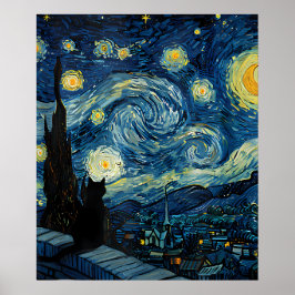 van Gogh Cat Art Poster