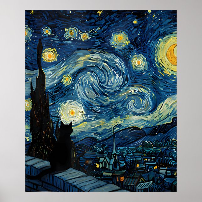 van Gogh Cat Art Poster (Vorne)