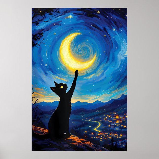 van Gogh Cat Art Poster (Vorne)