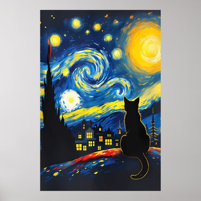 van Gogh Cat Art Poster (Vorne)