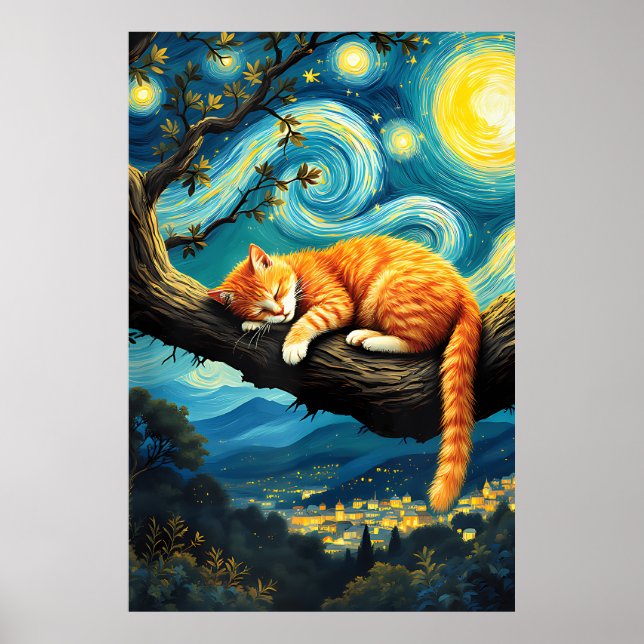 van Gogh Cat Art Poster (Vorne)