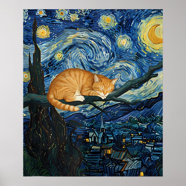 van Gogh Cat Art Poster (Vorne)