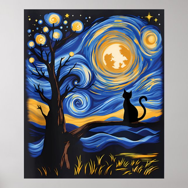 van Gogh Cat Art Poster (Vorne)