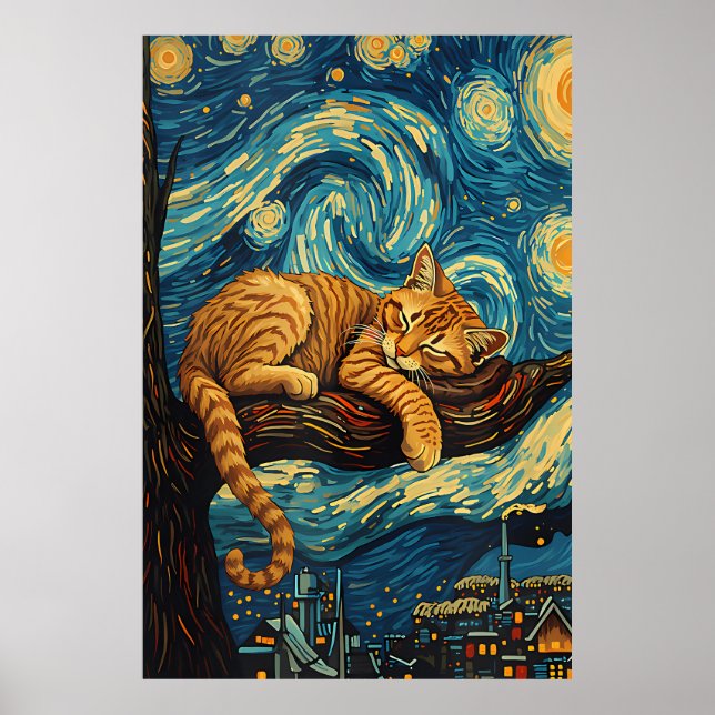 van Gogh Cat Art Poster (Vorne)