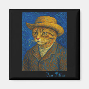 Van Gogh Cat Kitten Lover Self Rtrait Artist Style Magnet