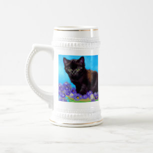 Van Gogh Cat und Blume Bierglas