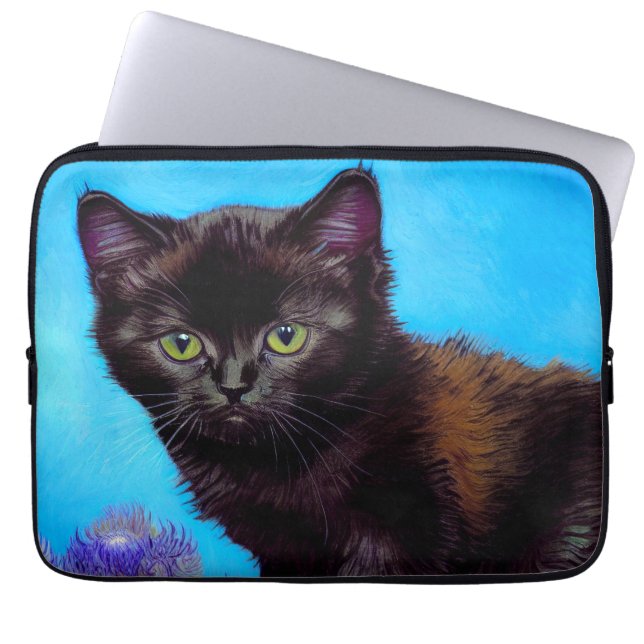 Van Gogh Cat und Blume Laptopschutzhülle (Vorderseite)