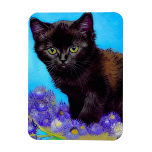 Van Gogh Cat und Blume Magnet