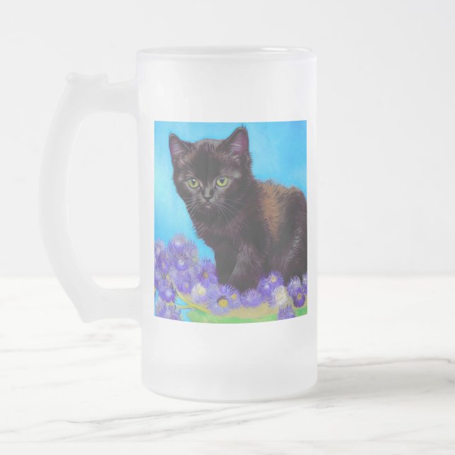 Van Gogh Cat und Blume Mattglas Bierglas (Links)