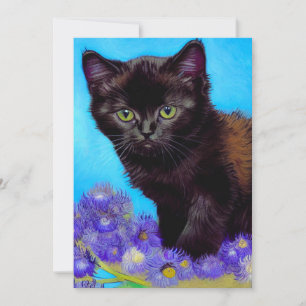 Van Gogh Cat und Blume Save The Date