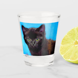 Van Gogh Cat und Blume Schnapsglas