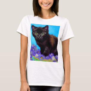 Van Gogh Cat und Blume T-Shirt