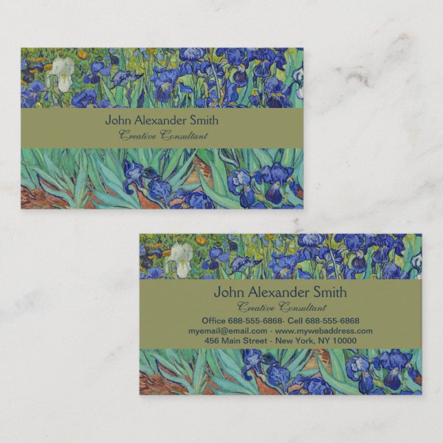 Van Gogh Classic Painting Irises Floral Botanical Visitenkarte (Vorne/Hinten)