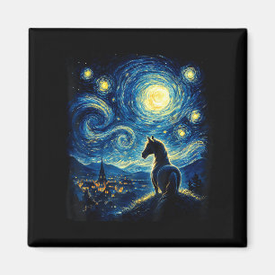 Van Gogh Cowgirl Pferd Sternenfunky Nacht Pferde L Magnet