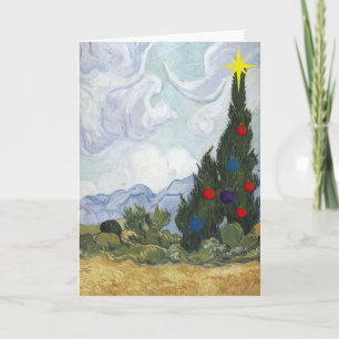 Van Gogh Cypress Carte de Noël Artiste