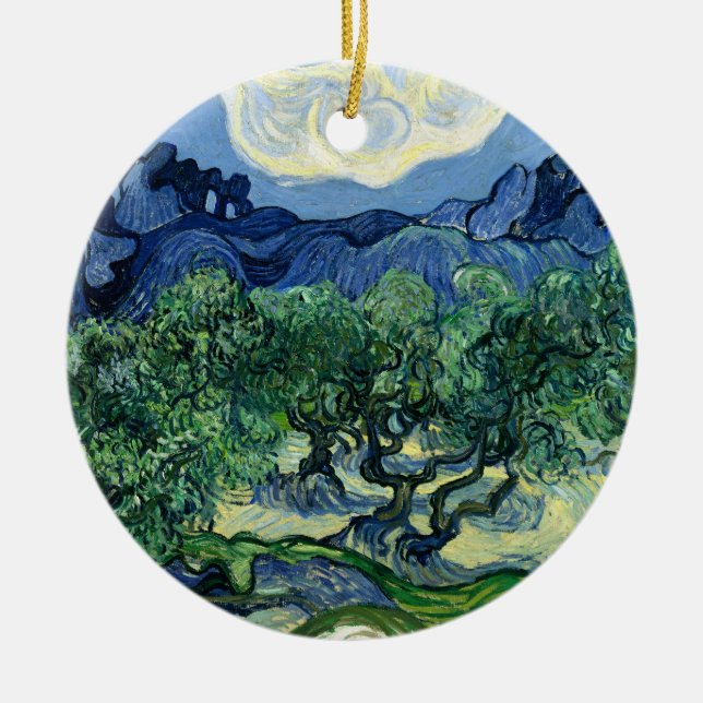Van Gogh Das Olive Trees Landschaftsbild Keramik Ornament (Vorne)