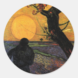 Van Gogh; Der Sämann, Vintage-Bauer Runder Aufkleber