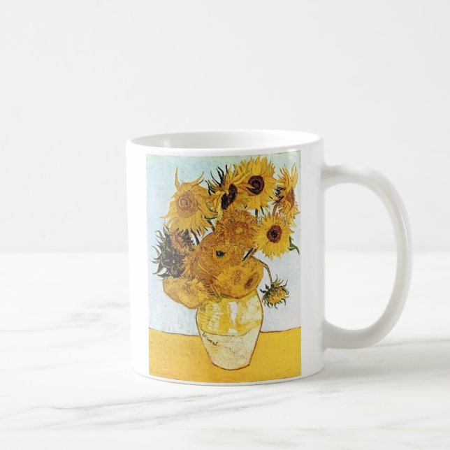 Van Gogh der Vase mit 12 Sonnenblume-Kaffeetasse Kaffeetasse (Rechts)