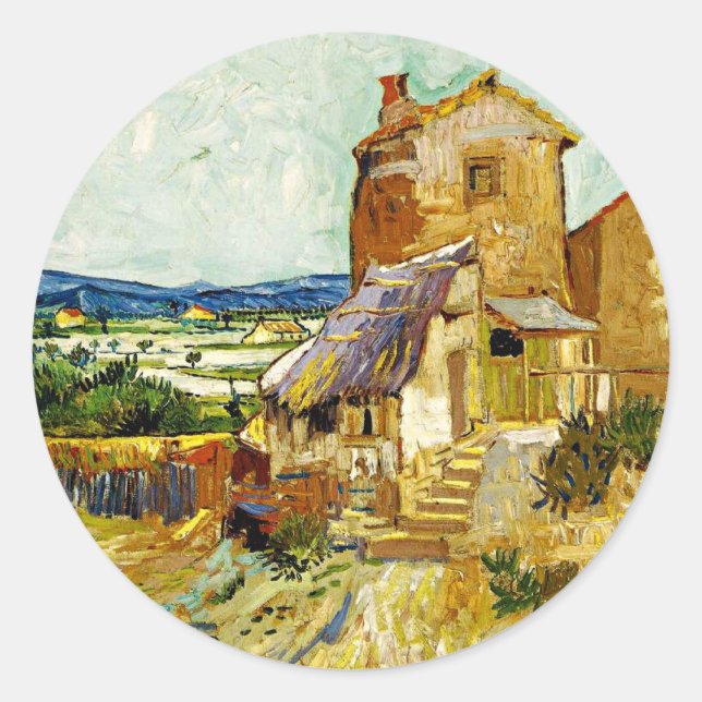Van Gogh - Die alte Mühle Runder Aufkleber (Vorderseite)
