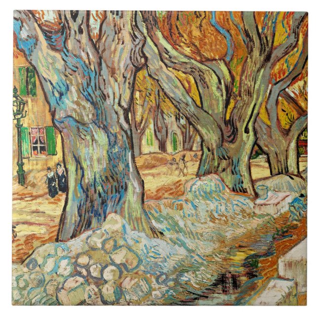 Van Gogh - Die großen Platanen Fliese (Vorderseite)