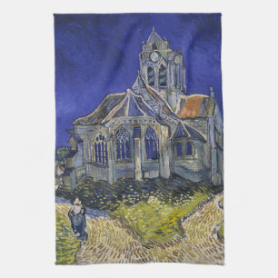 Van Gogh Die Kirche in Auvers Blaue Himmelskunst Geschirrtuch