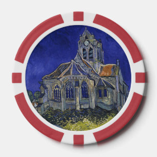 Van Gogh Die Kirche in Auvers Blaue Himmelskunst Pokerchips