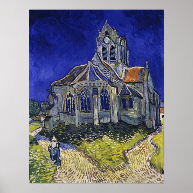 Van Gogh - Die Kirche von Auvers-Sur-Oise Poster (Vorne)