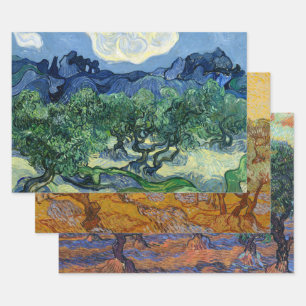 Van Gogh Die Olivenbäume Landschaftsmalerei Geschenkpapier Set