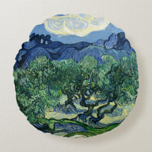 Van Gogh Die Olivenbäume Landschaftsmalerei Rundes Kissen