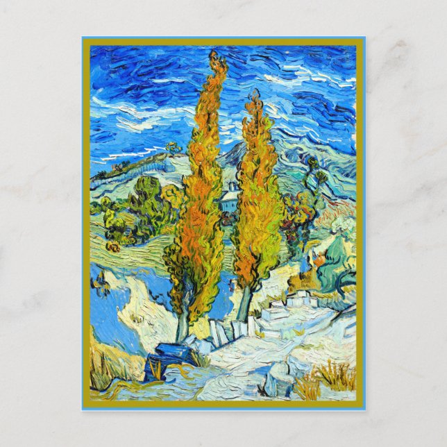 Van Gogh - Die Poplars in St. Remy, Meisterwerk Postkarte (Vorderseite)