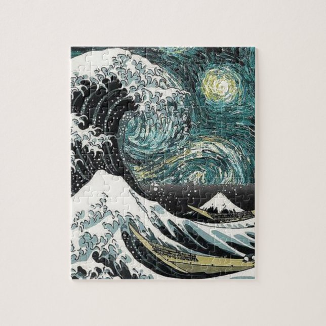 Van Gogh die sternenklare Nacht - Hokusai die (Vertikal)