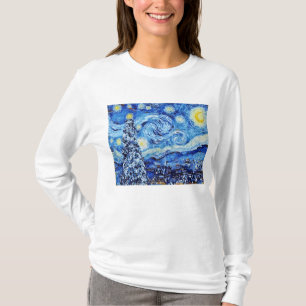 Van Gogh - Die Sternennacht - White Christmas Kuns T-Shirt