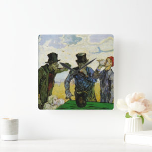 Van Gogh; Die Trinker, Vintage Post Impressionismu Quadratische Wanduhr
