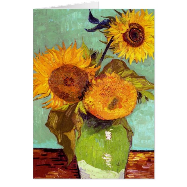 Van Gogh - Drei Sonnenblumen in einer Vase - Kunst (Vorne)