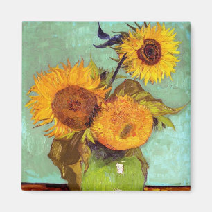 Van Gogh - Drei Sonnenblumen in einer Vase - Kunst Magnet