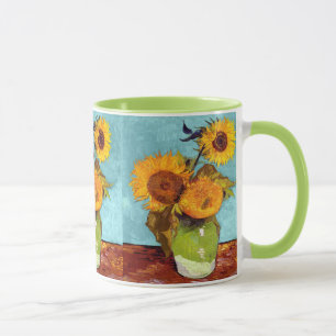 Van Gogh - Drei Sonnenblumen in einer Vase - Kunst Tasse