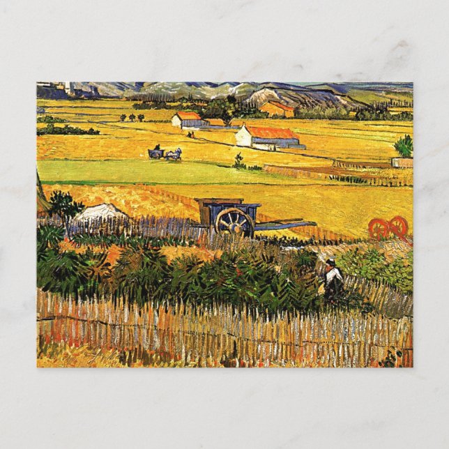 Van Gogh - Ernte in La Crau mit Montmajour, Postkarte (Vorderseite)