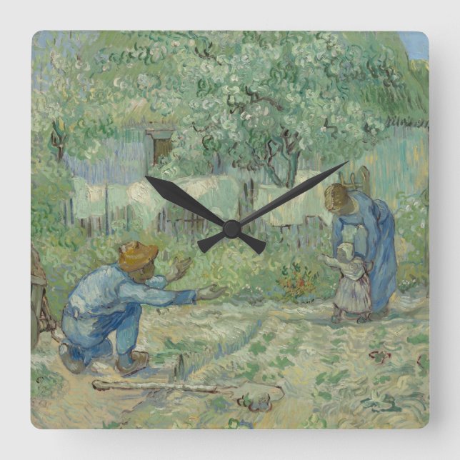 Van Gogh - Erste Schritte Malerei Quadratische Wanduhr (Vorderseite)