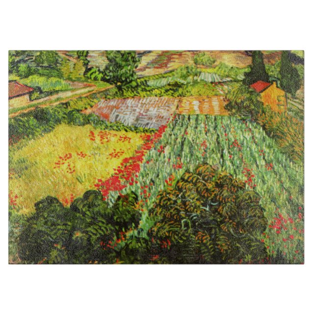 Van Gogh: Feld mit Mohnblumen Schneidebrett (Vorderseite)