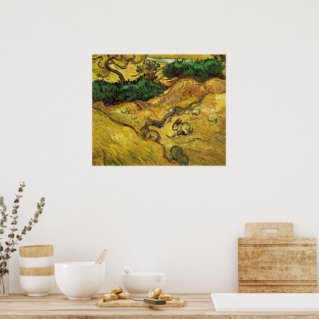 Van Gogh - Feld mit zwei Kaninchen Poster (Küche)