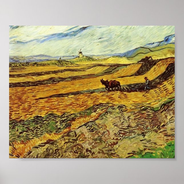 Van Gogh - Feld und Plowman und Mill Poster (Vorne)