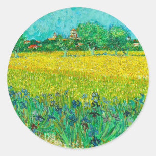Van Gogh Field mit Irische in der Nähe von Arles Runder Aufkleber