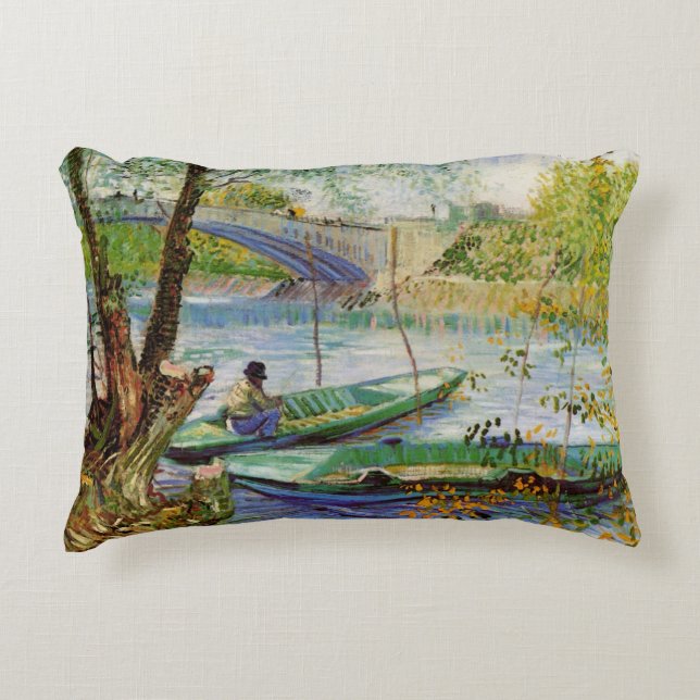 Van Gogh Fischen im Frühling, Pont de Clichy Dekokissen (Vorderseite)